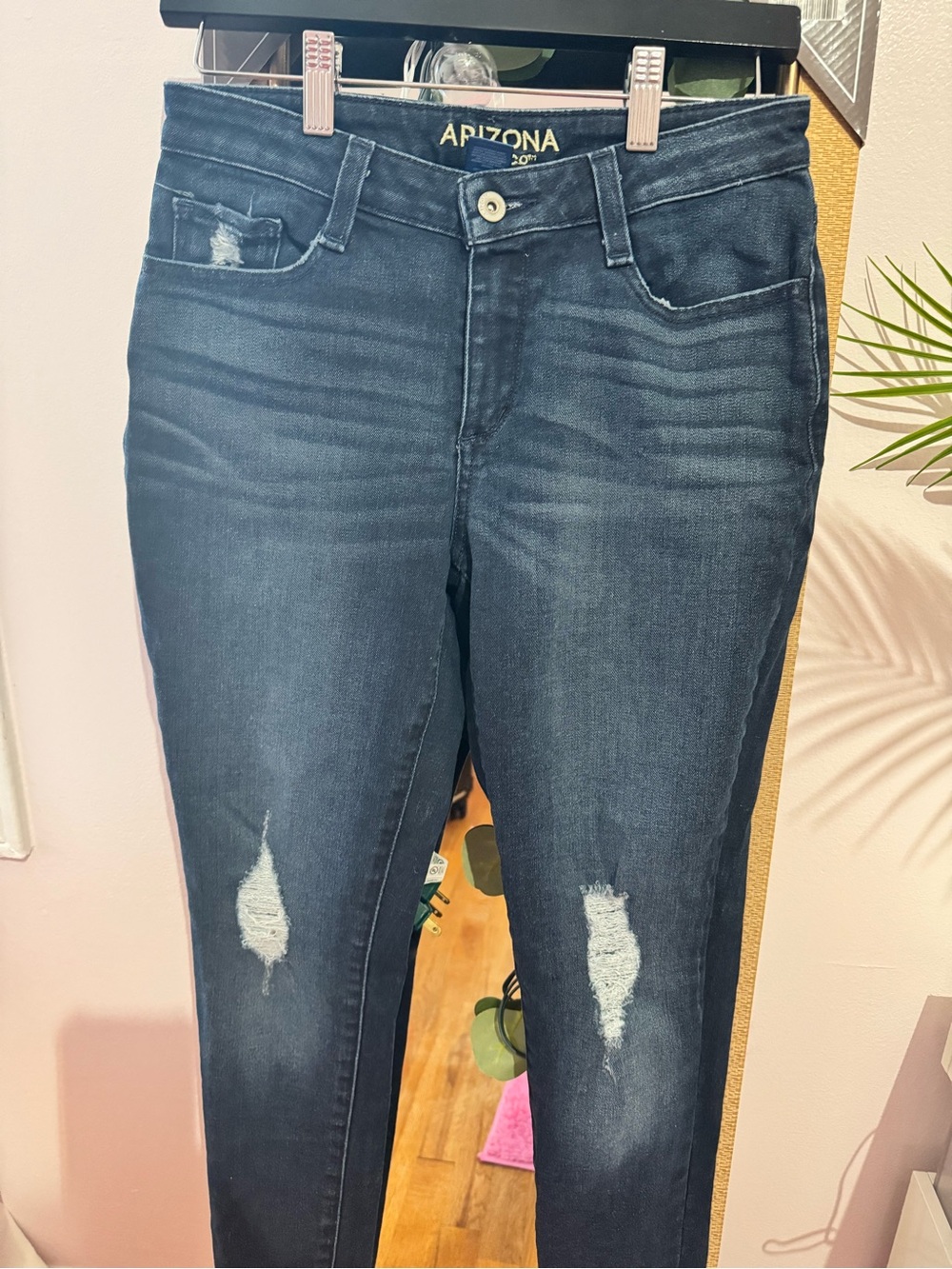 Arizona Jean Company Dark Indigo Distressed Skinny Jeans